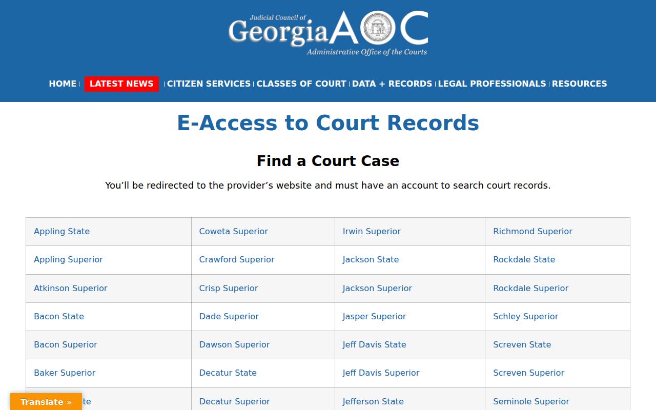 Martin warrant records through participating Georgia courts